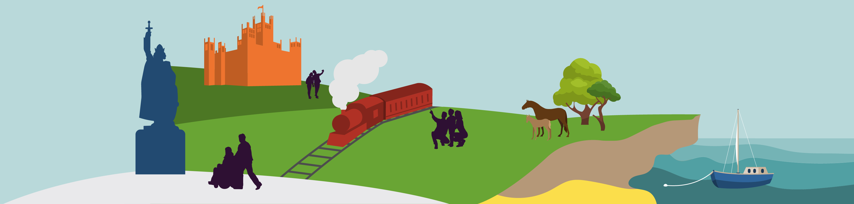 Hampshire scenic view banner with landmarks